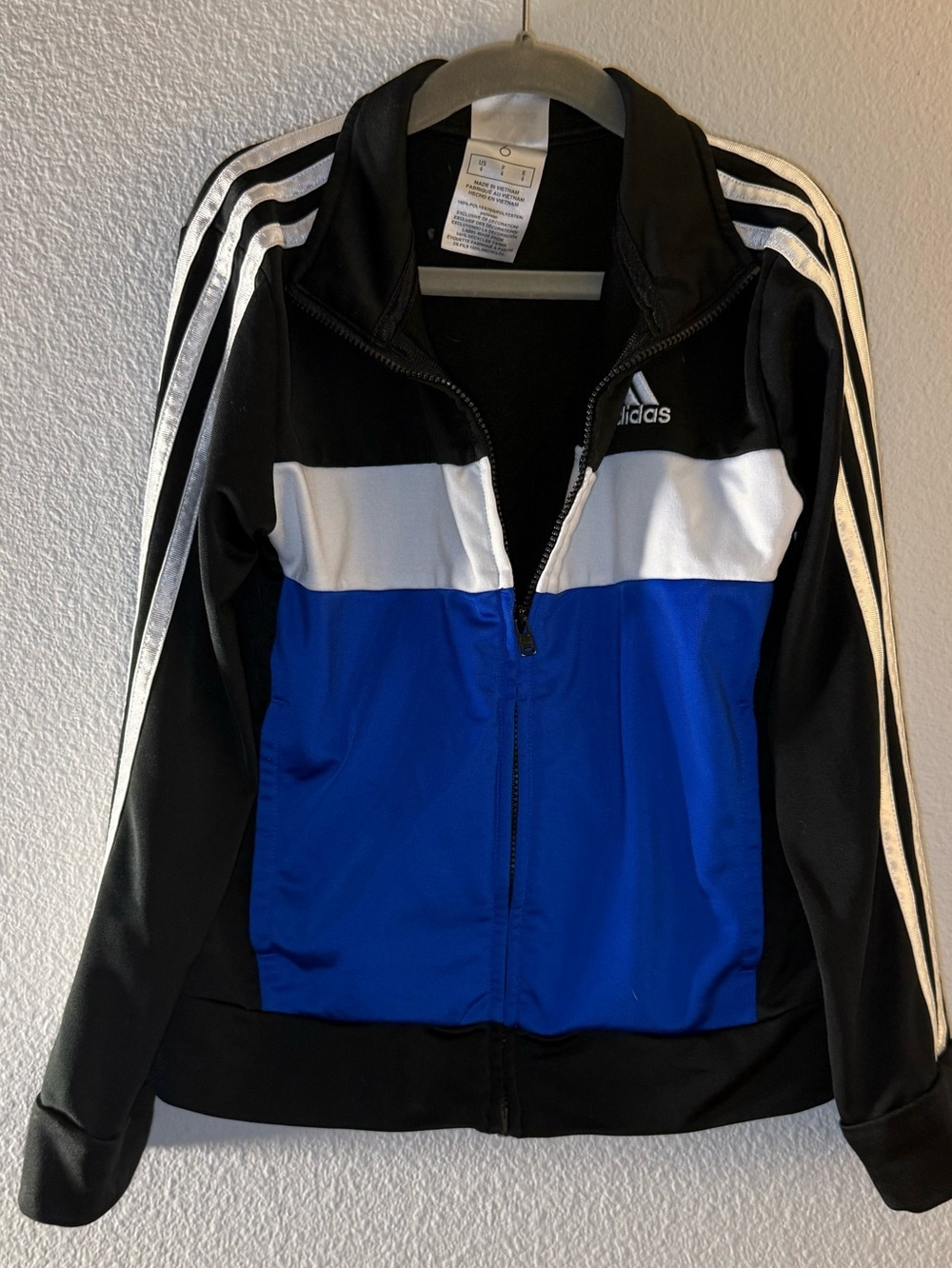 adidas Black White Blue Colorblock Track Jacket
